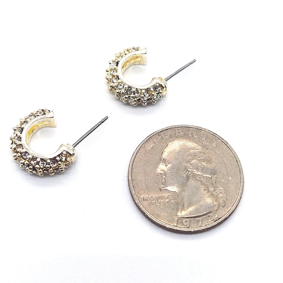 Made with Swarovski Crystal 3/4" Mini Hoop Earrings in Silver - Picture 6 of 7